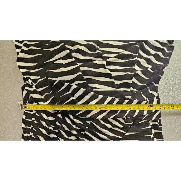 Josie Natori Womens Small Black White Abstract 3/4 Sleeve Dress - Picture 6 of 11